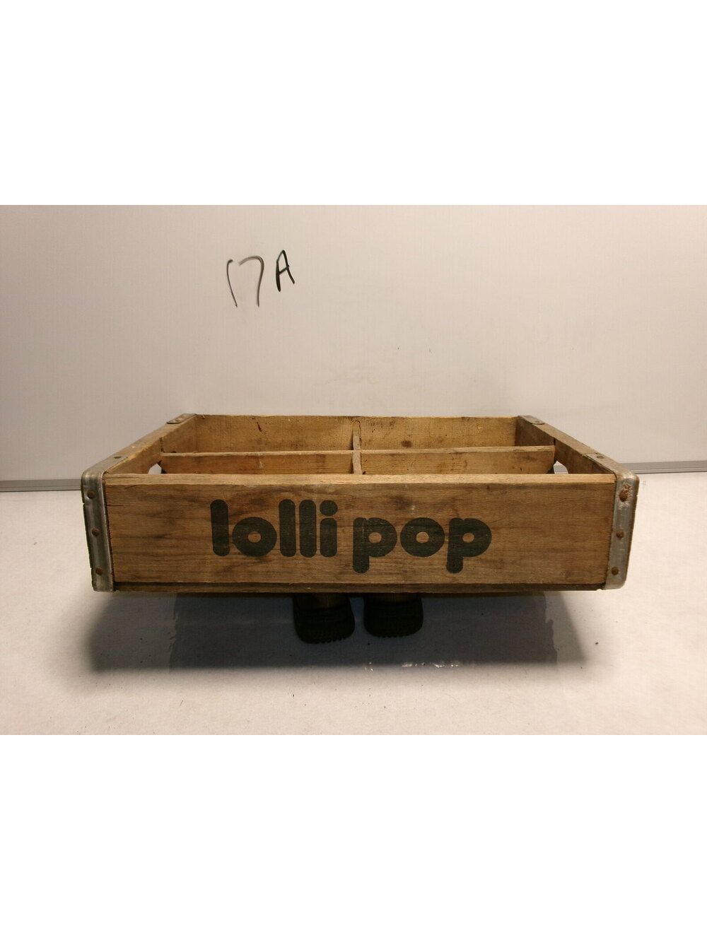 Vintage Lolli Pop Wooden Soda Bottle Crate Advertising Box